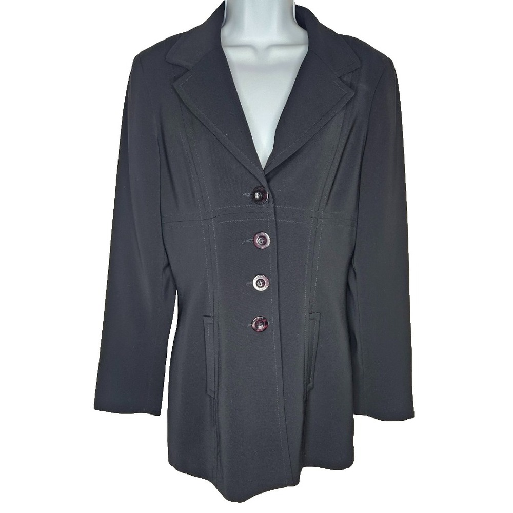 Bebe Womens 8 Black Longline Blazer Y2K Office Siren Corporate Made USA
